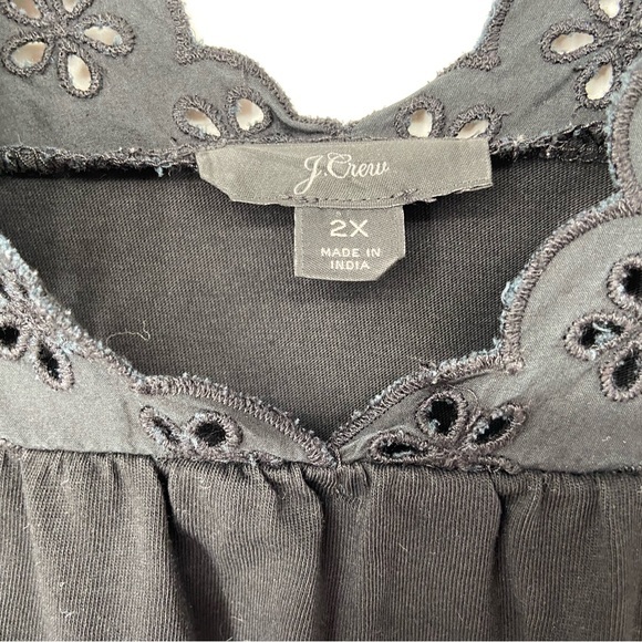J Crew, Black Eyelet Embroidered, Puff + short sleeve, cotton, size 2X - Picture 2 of 5